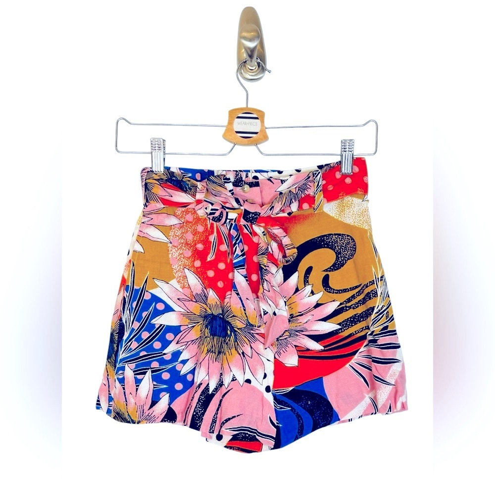 Anthropologie Walter Baker Tropical High Waist Floral Wave Nola Shorts Pockets